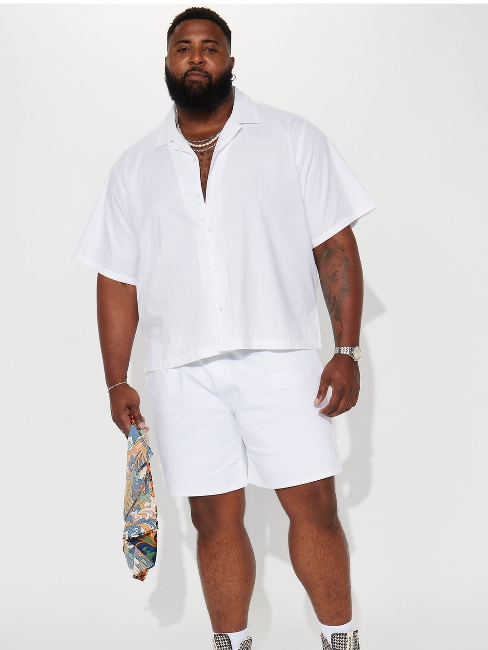 Fashion Nova White Flat Front Men's Shorts